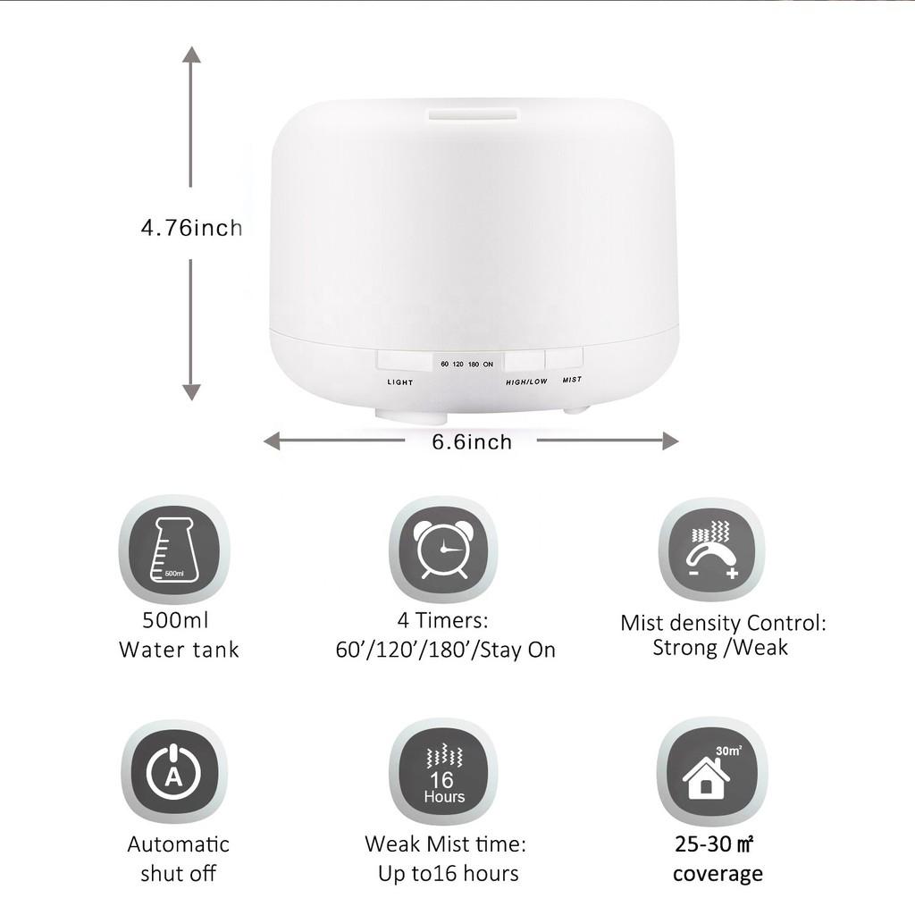 Máy xông tinh dầu - Máy phun sương khuếch tán tinh dầu TRỤ TRÒN cho phòng ngủ dung tích 850ml