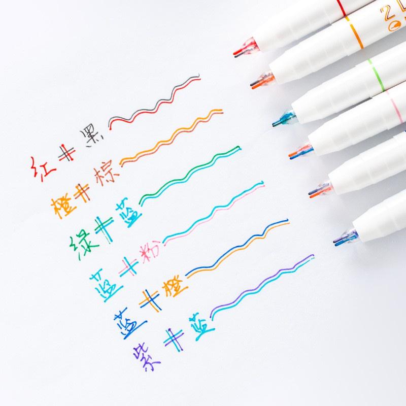 Bút mực hai ngòi 0.5mm bút mực 2 Lines Pen nhiều màu dễ thương ST407