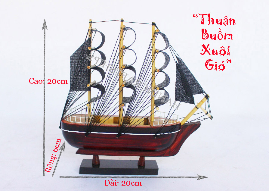 Combo 2 thuyền buồm mini 20cm Đen & Trắng