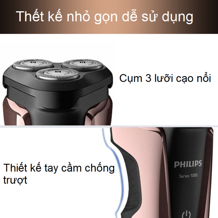 Máy Cạo Râu Khô Và Uớt Lưỡi Tự Mài Cao Cấp Thương Hiệu Philips S1060 - Hàng Nhập Khẩu