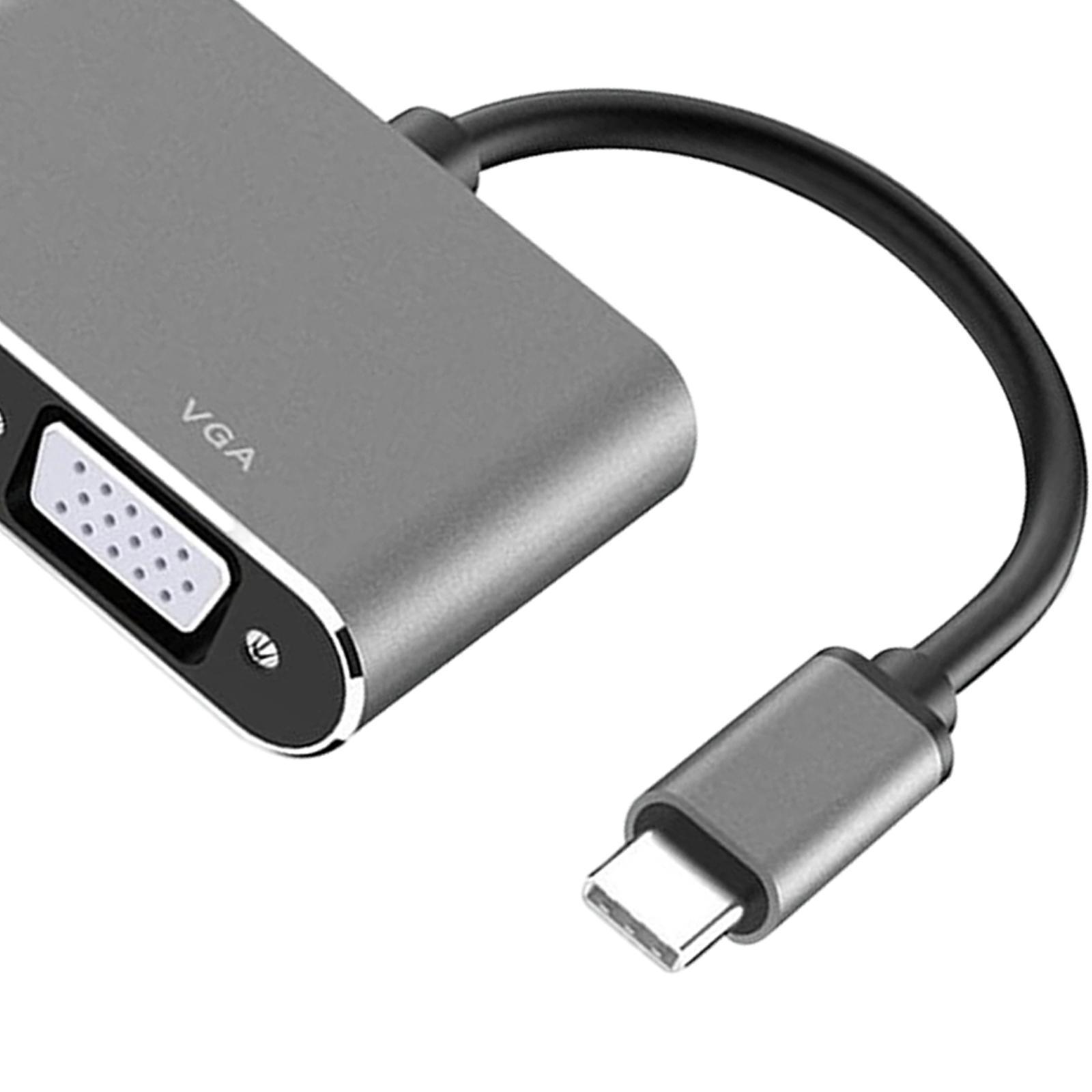 USB C to HDMI &amp; VGA Adapter, Plug and Play Type C to HDMI 4K VGA 1080P Converter for Phone PC