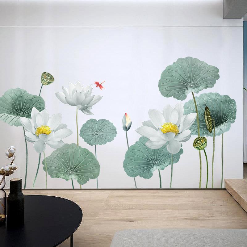 DECAL DÁN TƯỜNG ĐẦM SEN XANH NHẠT