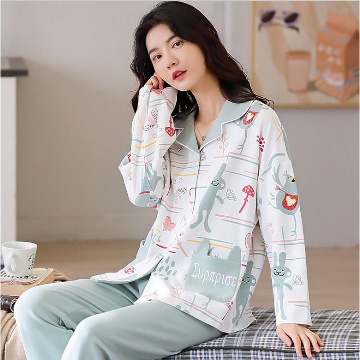  BỘ PIJAMA NỮ DÀI TAY mẫu mới nhất, tông đỏ style Hàn QuốC - Shop Thủy Bông