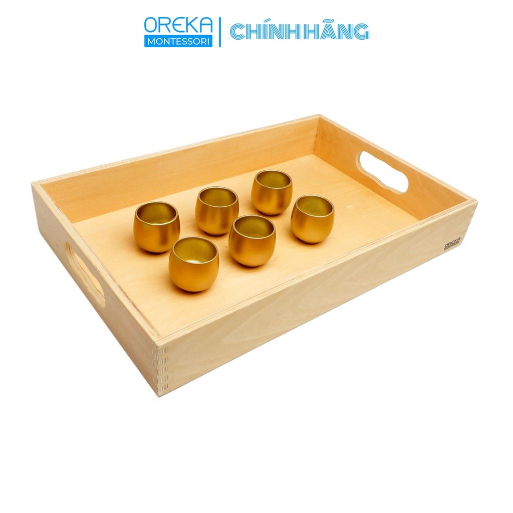 Đồ chơi trẻ em Oreka Montessori Bộ 6 Bát Gỗ Đựng Hạt Cườm Vàng - 05312P1