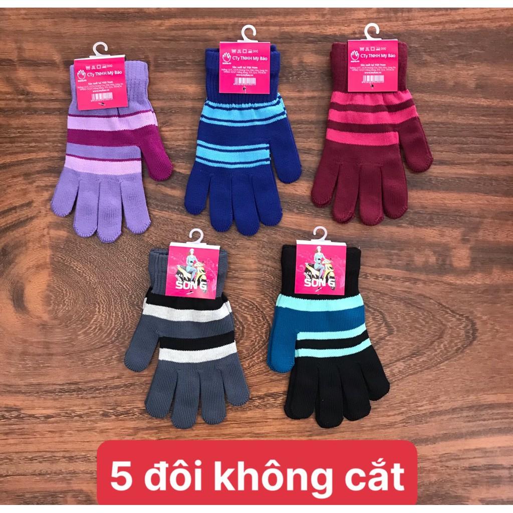 Combo 5 đôi găng len nữ , không cắt ngón , cắt 2 ngón , cắt 5 ngón ,thương hiệu CTY MỸ BẢO ,bảo đảm giao đúng hàng