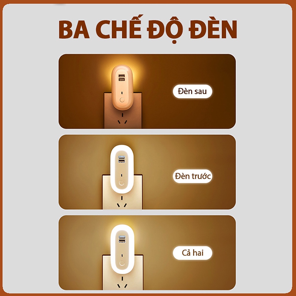 Đèn ngủ Oval cắm điện 10 cấp độ sáng có remote - đèn ngủ thông minh - hẹn giờ - 2 cổng USB sạc nhanh-Hàng Chính Hãng DRU