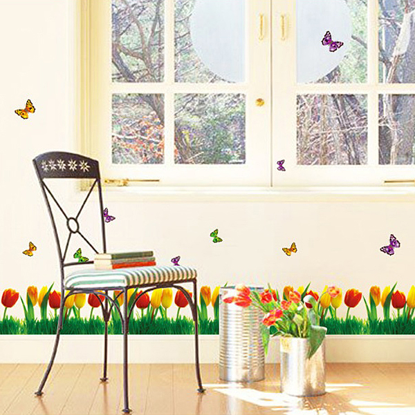 Decal Dán Chân Tường Hoa Tulip - 2 Bộ