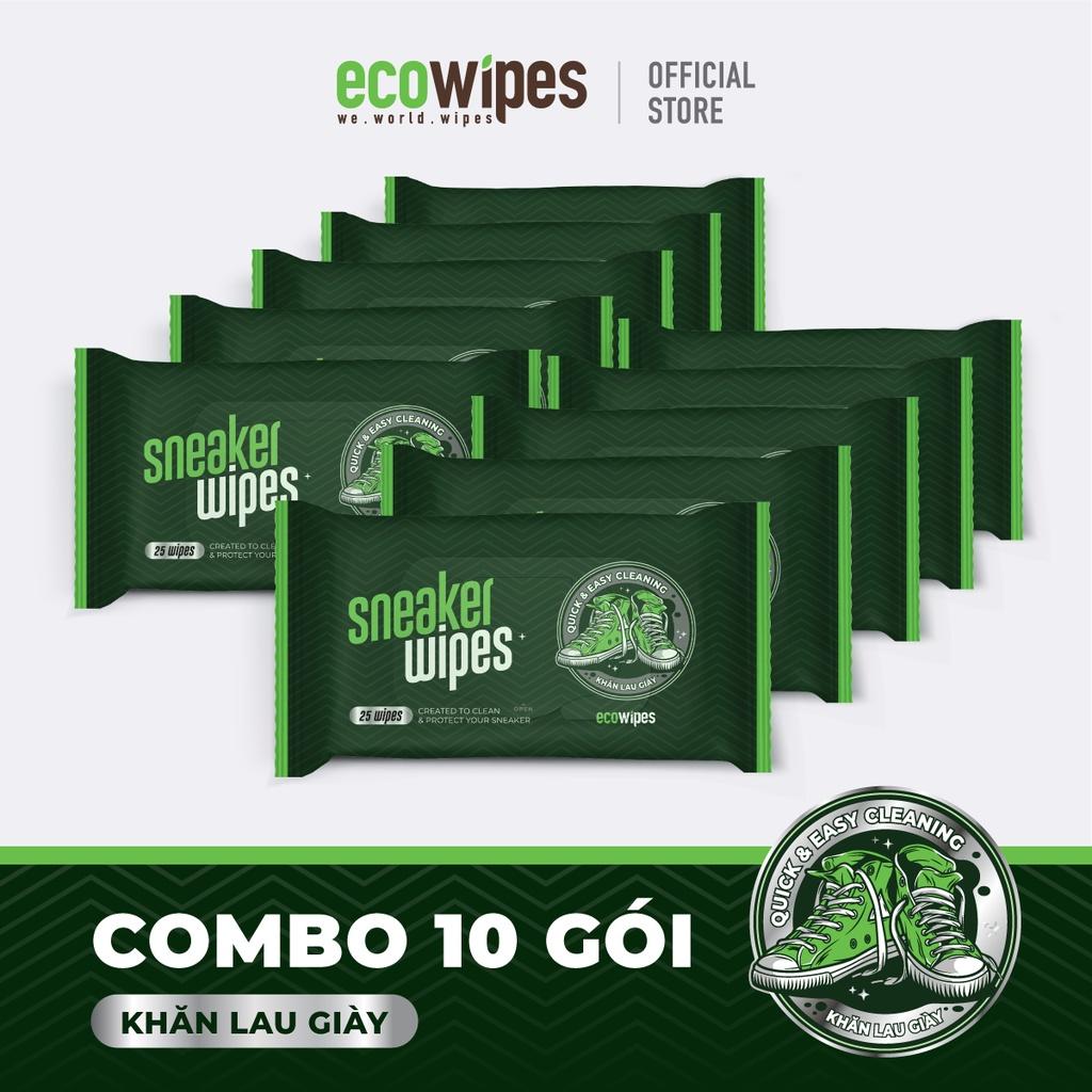 Combo 10 gói khăn ướt lau giày Sneaker Wipes gói 25 tờ làm sạch nhanh các loại vết bẩn