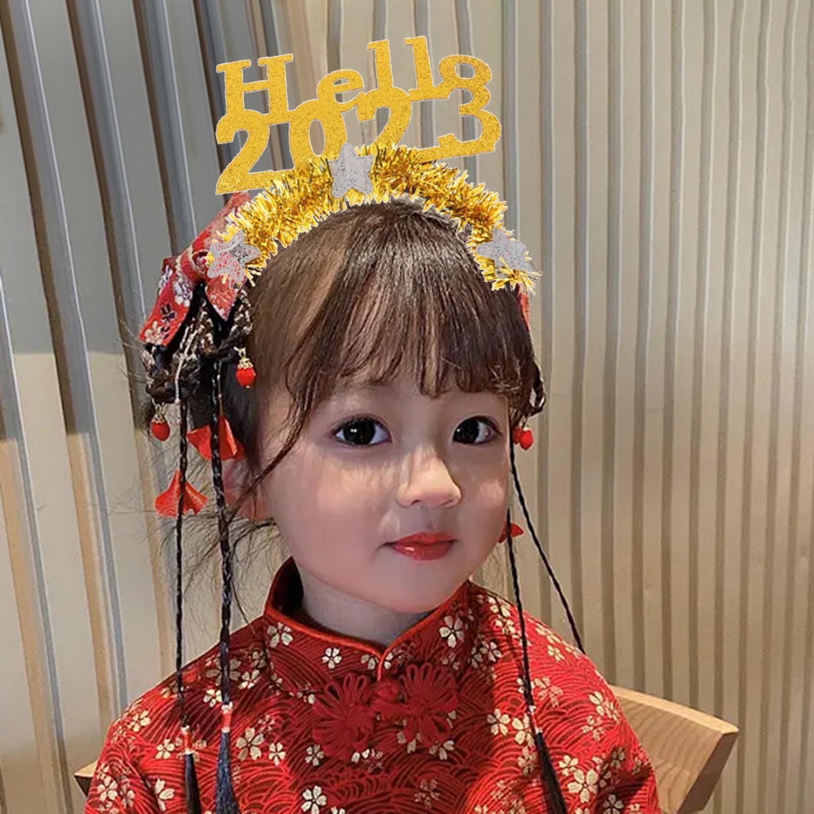2Pcs Funny Happy New Year Headband Hair Hoop for Party Favor Kids