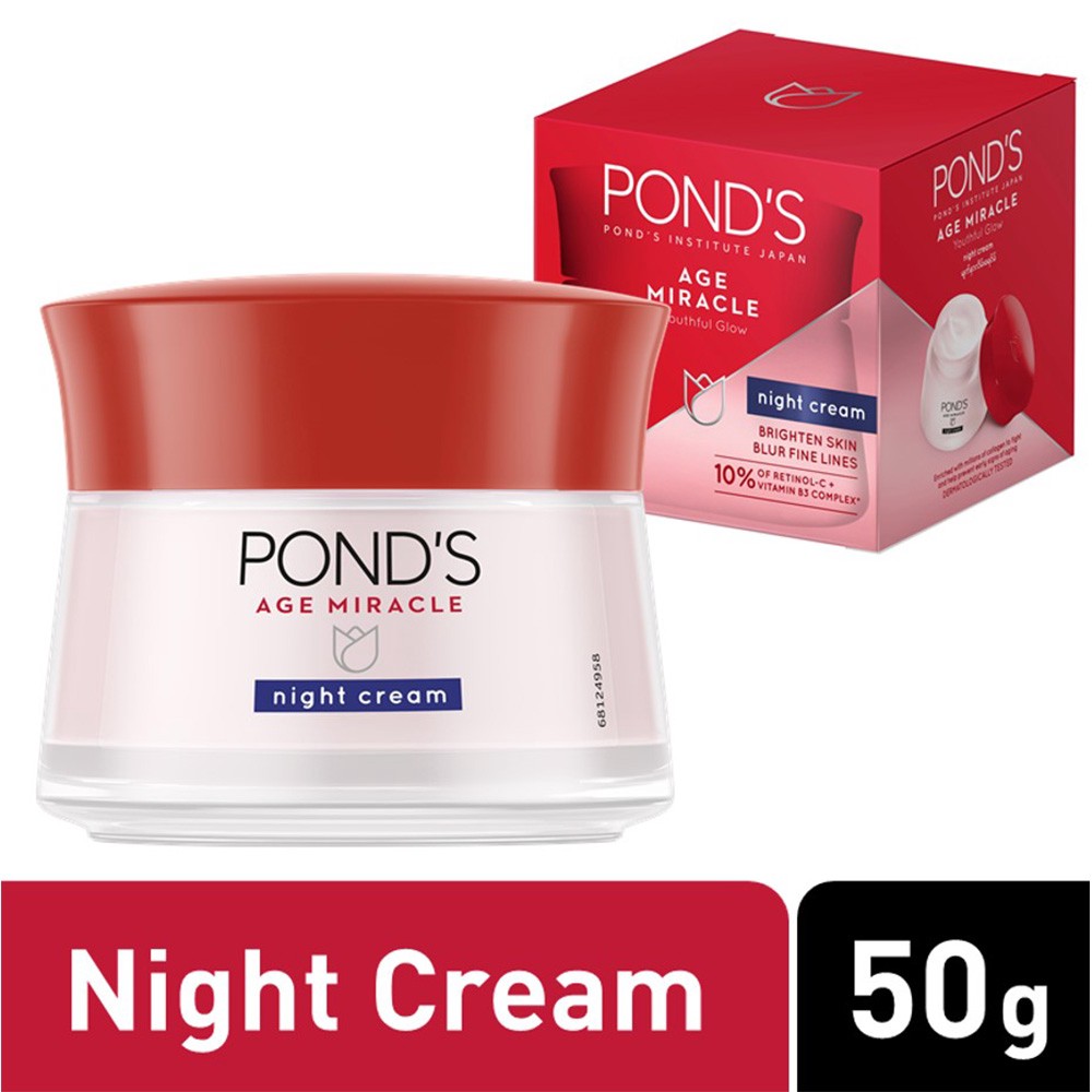 Kem dưỡng ngừa lão hoá da ban đêm Ponds Age Miracle Night Cream 50g-đỏ