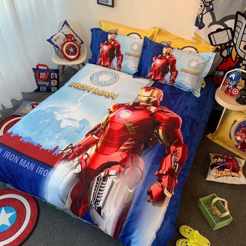 Bộ Chăn Ga Gối Cotton Disney 100%cotton Hàng Nhập khẩu Cao Cấp 4 Món Siêu Anh Hùng