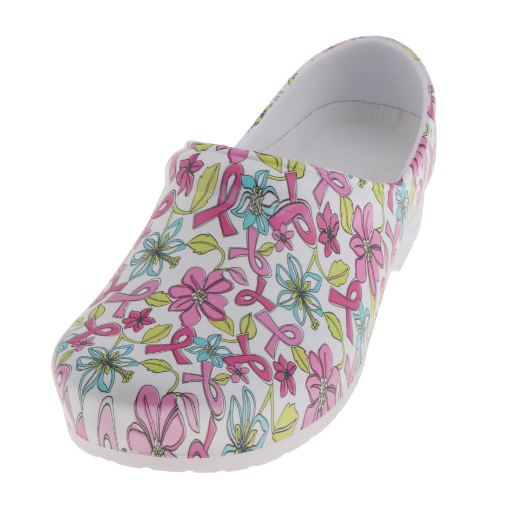 WOMENS PRINT NURSING SHOES WORK SHOES SOFT  BEACH CLOGS SHOES 41