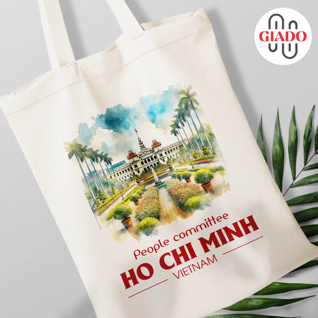Túi canvas GIADO, túi vải bố, túi tote mẫu Sài Gòn uỷ ban thành phố Hồ Chí Minh