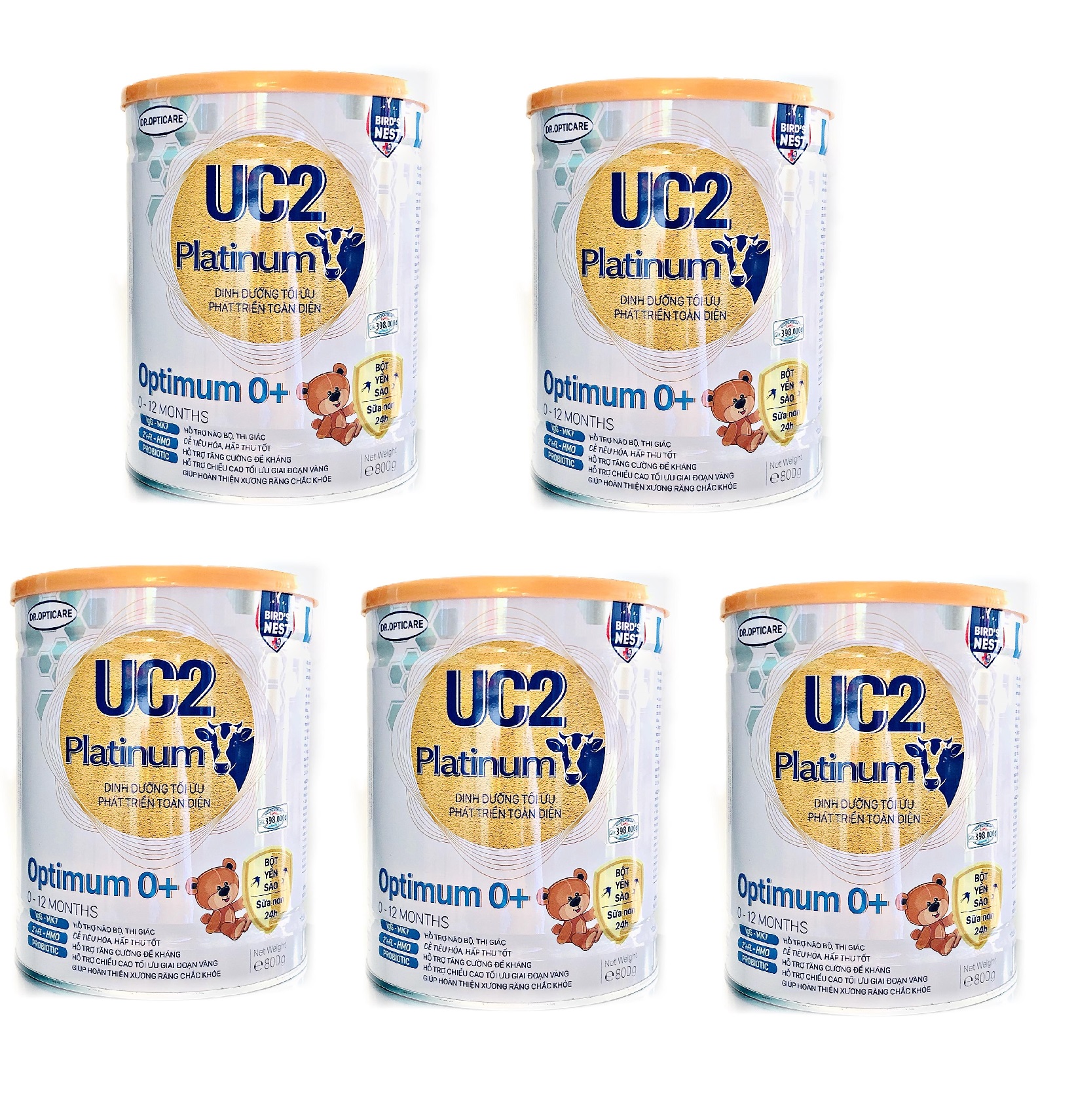 Combo 5 lon Sữa bột UC2 Optimum 0+ lon 800g - bổ sung sữa non và yến sào Dành cho trẻ 0-12 tháng tuổi