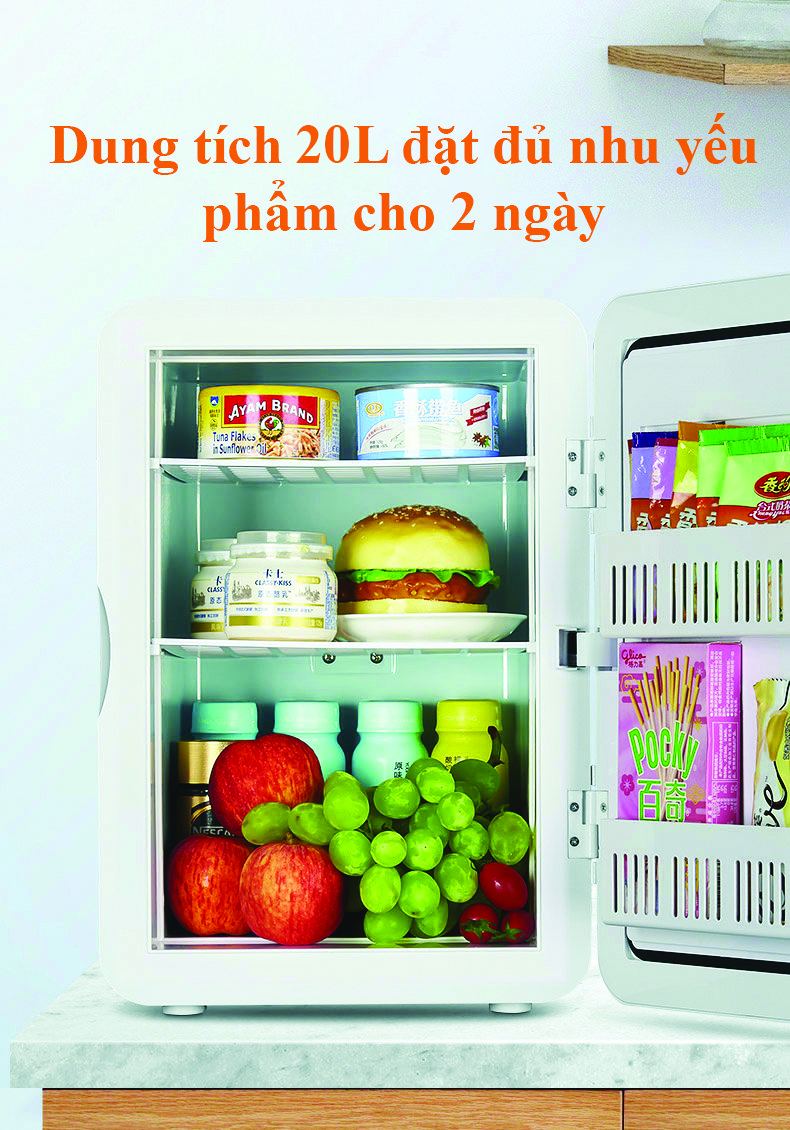 Tủ lạnh mini  13.5L-20L Màn Led Cảm ứng, Nóng Lạnh 2 Chiều, Bảo Quản Mỹ Phẩm, Sữa Cho Bé - Dùng Được Cho Xe hơi
