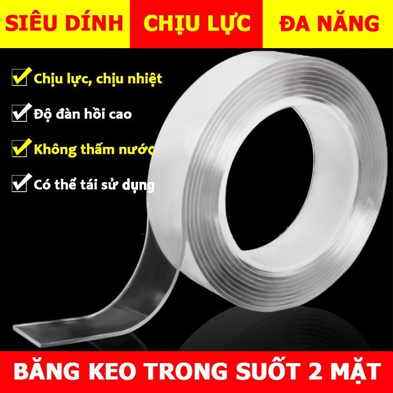 Băng Dính Nano Dán 2 Mặt Trong Suốt/ Băng Keo 2 Mặt Đa Năng- Dán Tường/ Cố Định Thảm/ Treo Tranh Ảnh