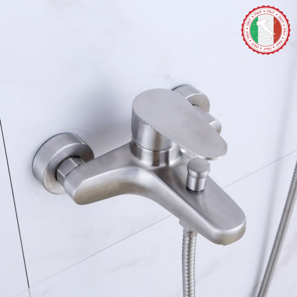 Cần điều khiển sen tắm SUS304  kiểu béo HVMMA không gỉ + Bộ vỉ sen cao cấp: Bát sen + Dây sen + giá đỡ