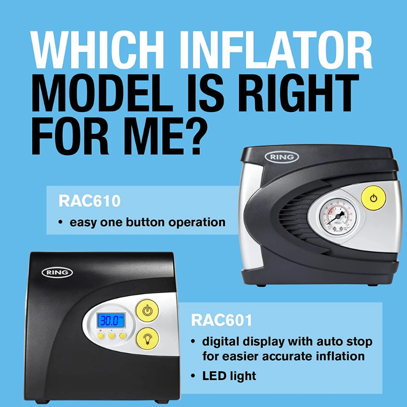 Bơm Ô Tô Mini Tự Động Ring Analogue Compressor RAC610, Bơm Lốp Xe Ô Tô Cầm Tay, Nhập Đức, BH 12 Tháng