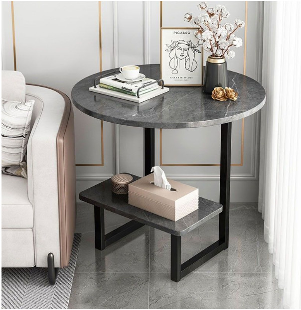 Bàn Sofa Mặt Đá, Bàn Trà Uống Nước Mặt Đá, Bàn Cafe 2 Tầng Mặt Đá Phong Cách Bắc Âu Sang Trọng Hiện Đại