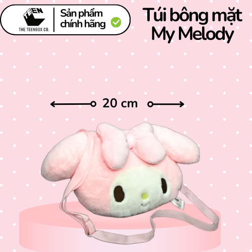 Túi bông mặt My Melody , Túi Sanrio Chính Hãng, Quà tặng đáng yêu, Sản phẩm chính hãng, Phân phối bởi Teenbox
