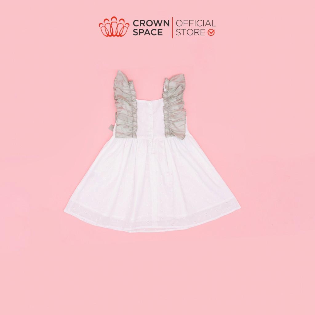 Đầm Bé Gái Màu Trắng Công Chúa CROWN KIDSCKGS2810603.W Size 2-9 Thoáng Mát