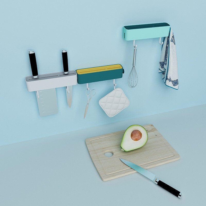 Kệ để dao kéo dán tường 2 móc - Màu ngẫu nhiên