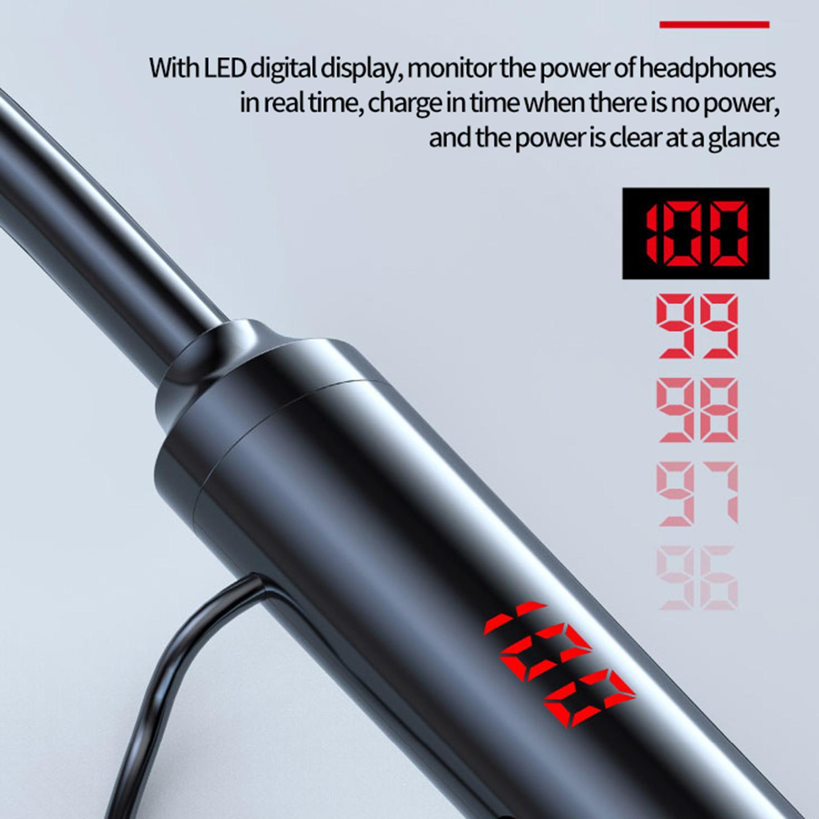 Wireless Bluetooth Earphones Headphones for Sport Running LED display Black