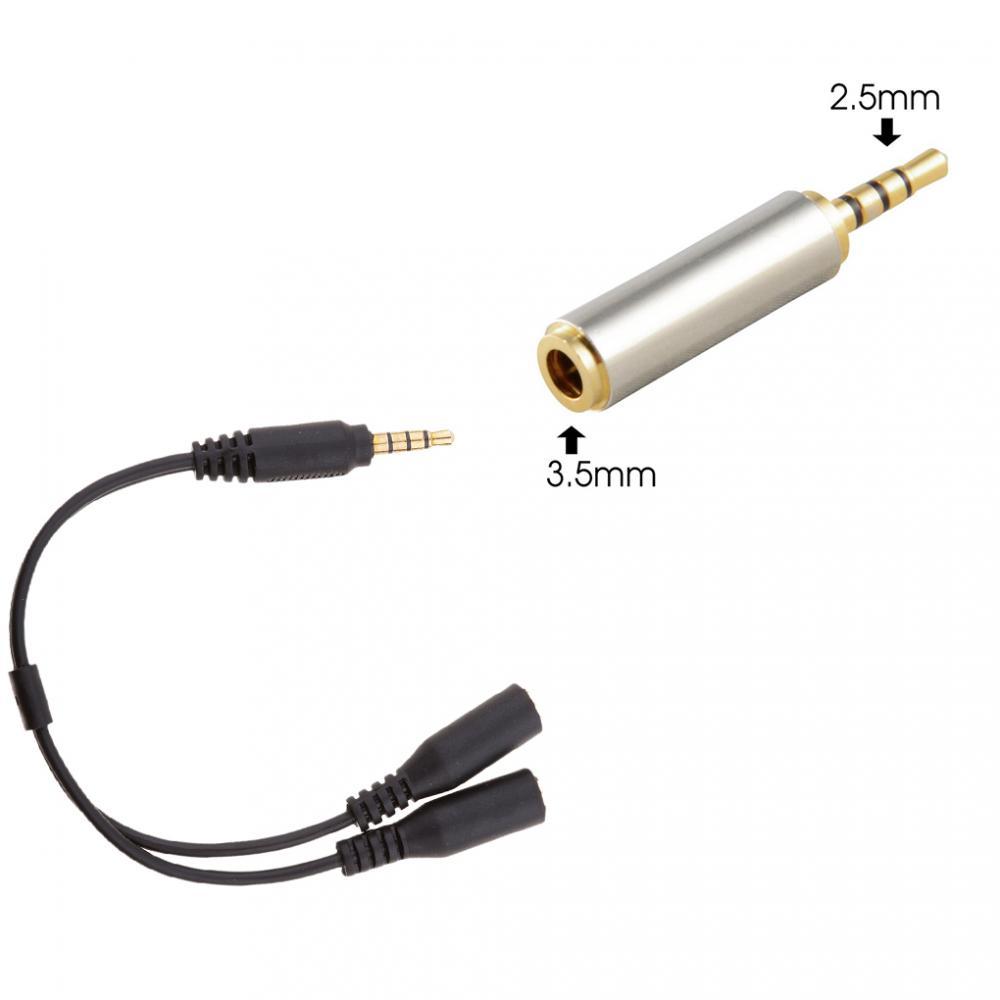 Universal 2.5mm to 3.5mm M/F Audio Adapter+3.5mm Dual Audio Adapter Cable
