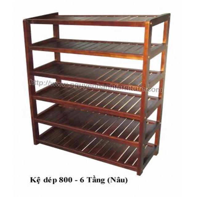 Kệ Giày Dép 6 Tầng Rộng 80cm Gỗ Tự Nhiên 100%