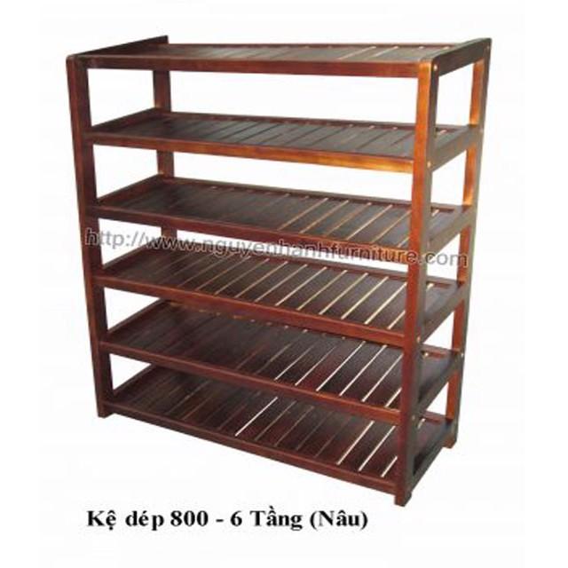 Kệ Giày Dép 6 Tầng Rộng 80cm Gỗ Tự Nhiên 100% (TN)