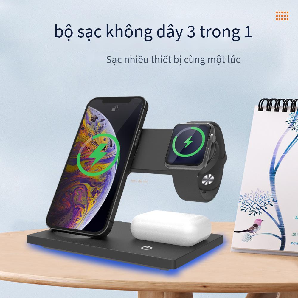 Đảm bảo chất lượng Bộ sạc không dây 15W hút từ tính ba trong một phù hợp với tai nghe điện thoại di động Apple 13 đồng hồ khung dọc sạc không dây