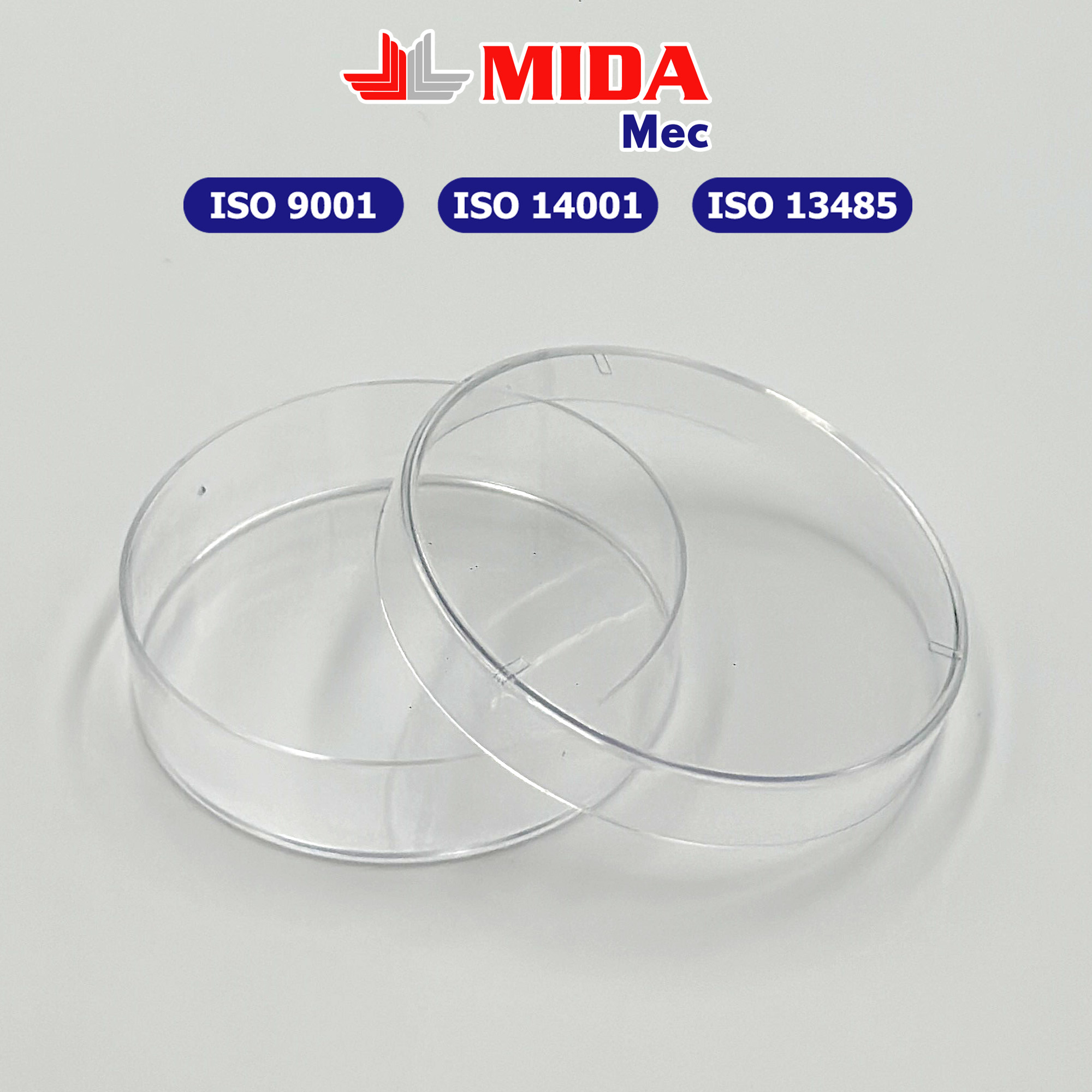 Đĩa Petri nhựa MidaMec 6015 đã tiệt trùng đóng gói 20 cái/bao