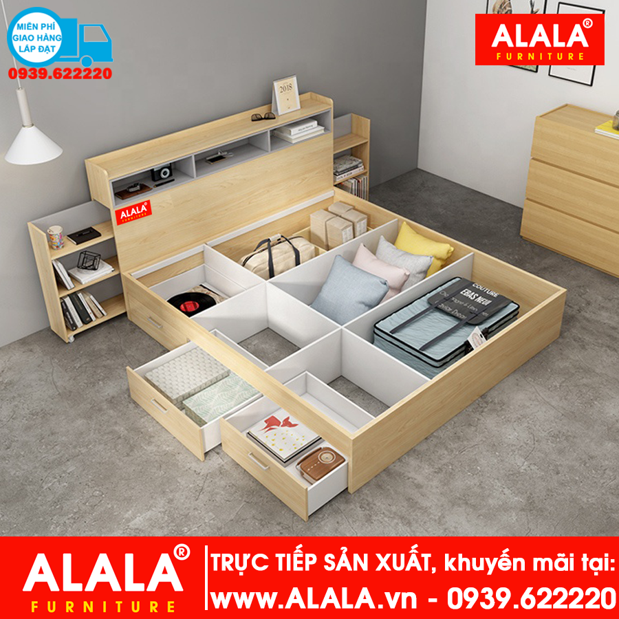 Giường ngủ ALALA81 gỗ HMR chống nước - www.ALALA.VN - 0939.622220