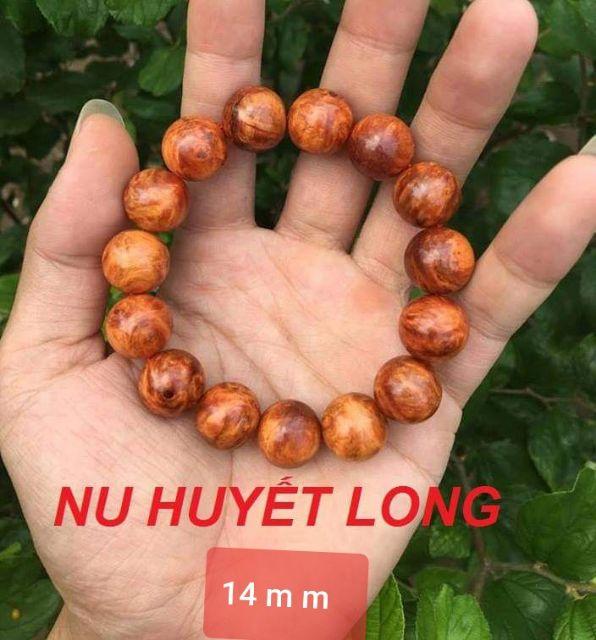Vòng tay nam gỗ nu huyết long hạt tròn 14 m m