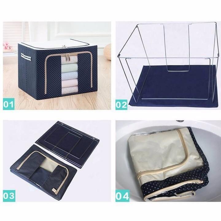 Hộp Đựng Quần Áo 66L Vải Chống Thấm Nước Khung Thép Chắc Chắn