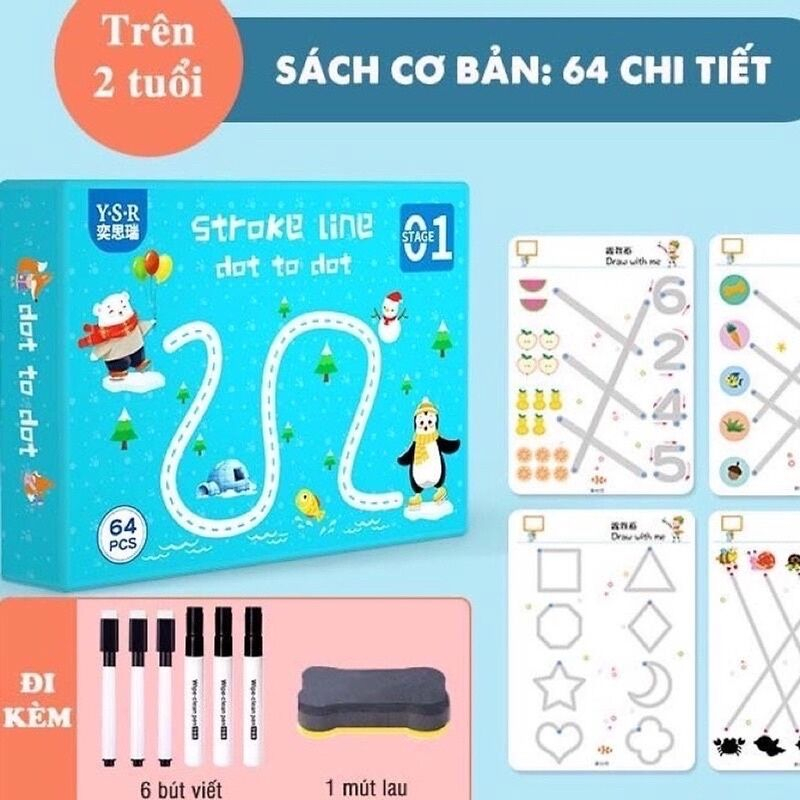 Tập Tô Nét Vẽ Thông Minh Xoá Được, Sách Tập Viết Xoá Được, Đồ Chơi Giáo Dục Sớm, Rèn Luyện Tính Kiên Trì Cho Bé - Orgavil