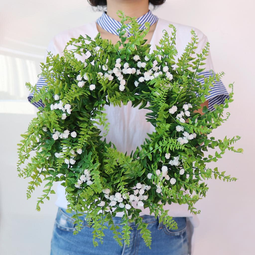 Artificial Gypsophila Wreath Garland Hanging Wall Door Mantel Wedding Decor