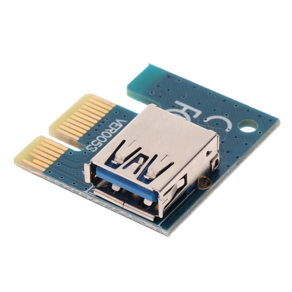 Graphics Card PCI-E 1X to 16X Riser Card with USB Cable & Power Supply Cord