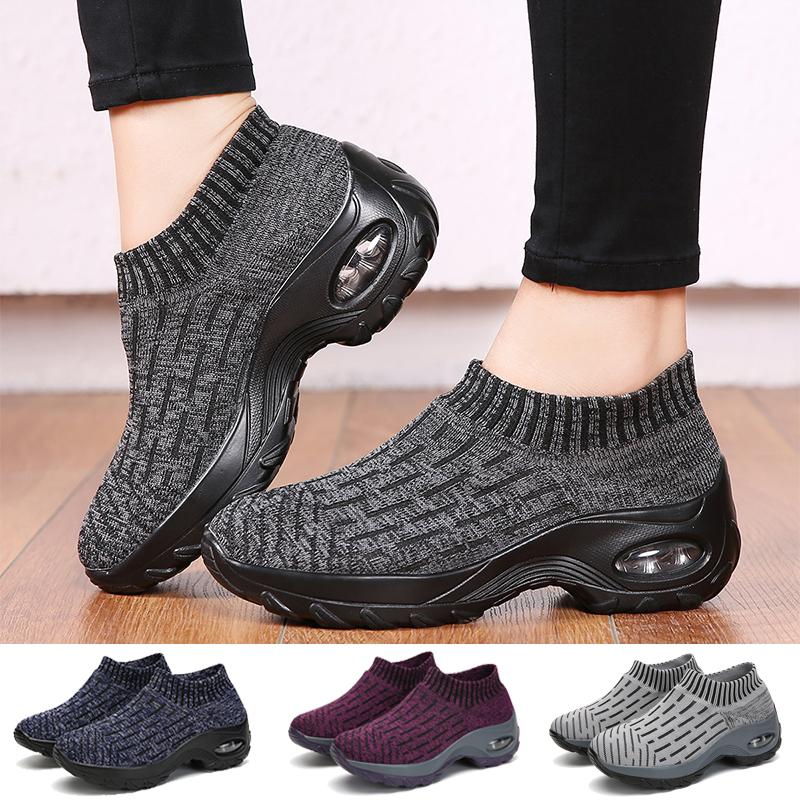 Giày tennis phụ nữ có đệm bằng không khí giày thể thao tăng cao Color: Black tennis shoes Shoe Size: 8