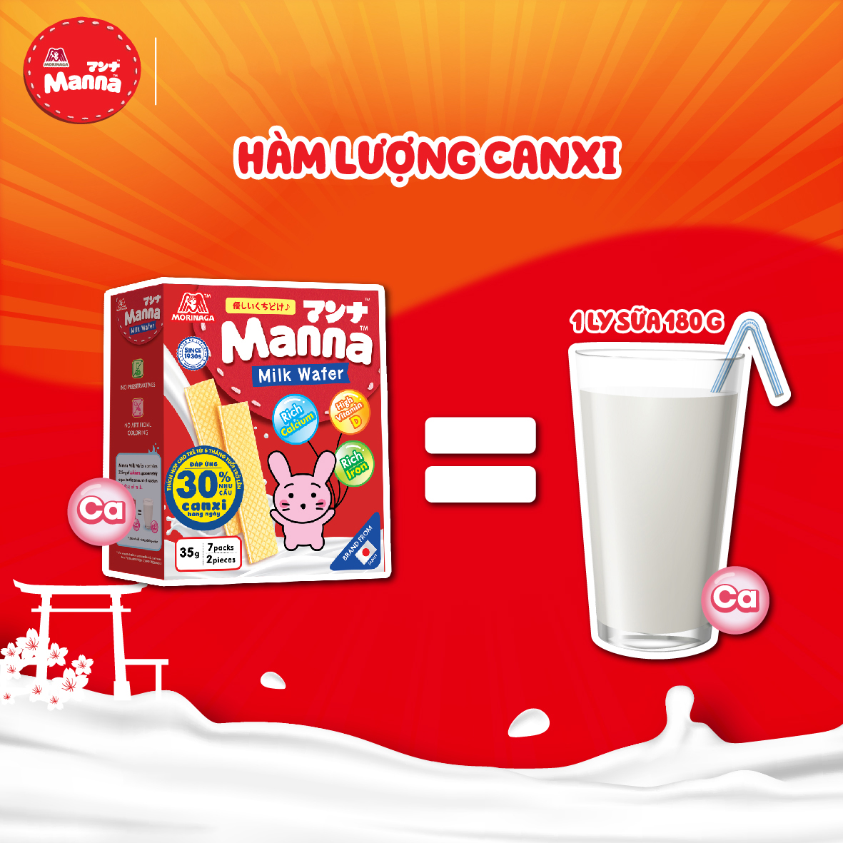 Bánh xốp dinh dưỡng Manna Morinaga, bánh ăn dặm vị sữa dinh dưỡng cho bé 35g (Cho trẻ từ 6 tháng tuổi)