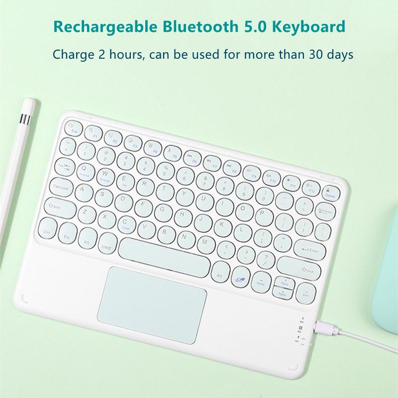 Bàn Phím Không Dây Bluetooth Nga Tiếng Ả Rập Thái Norsk Có Bàn Di Chuột Cho iPad Pro Không Khí Xiaomi Huawei Android Windows Máy Tính Bảng