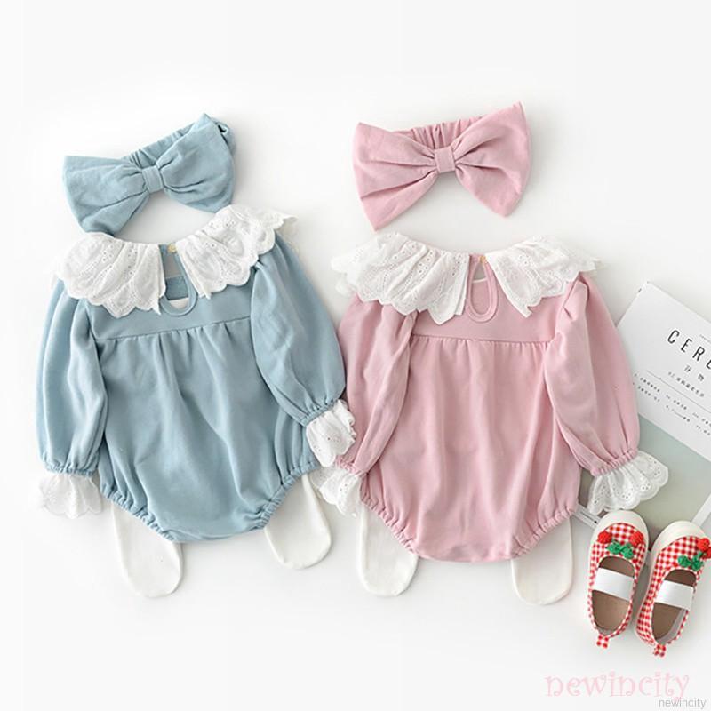 Bộ áo liền quần tay dài màu trơn phong cách Hàn Quốc cho bé gái
