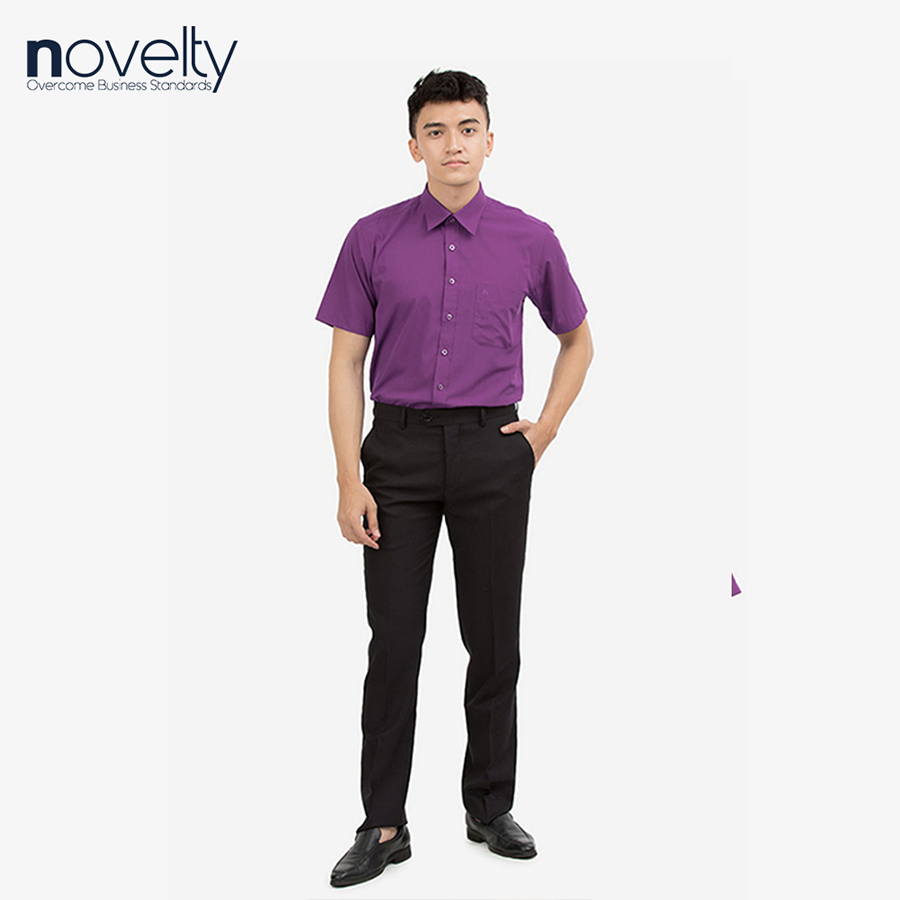 Áo sơ mi nam Slim fit ngắn tay tím đậm 171434N