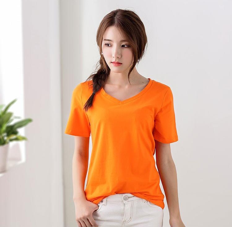 Áo thun nữ cổ tim ngắn tay nhiều màu A04