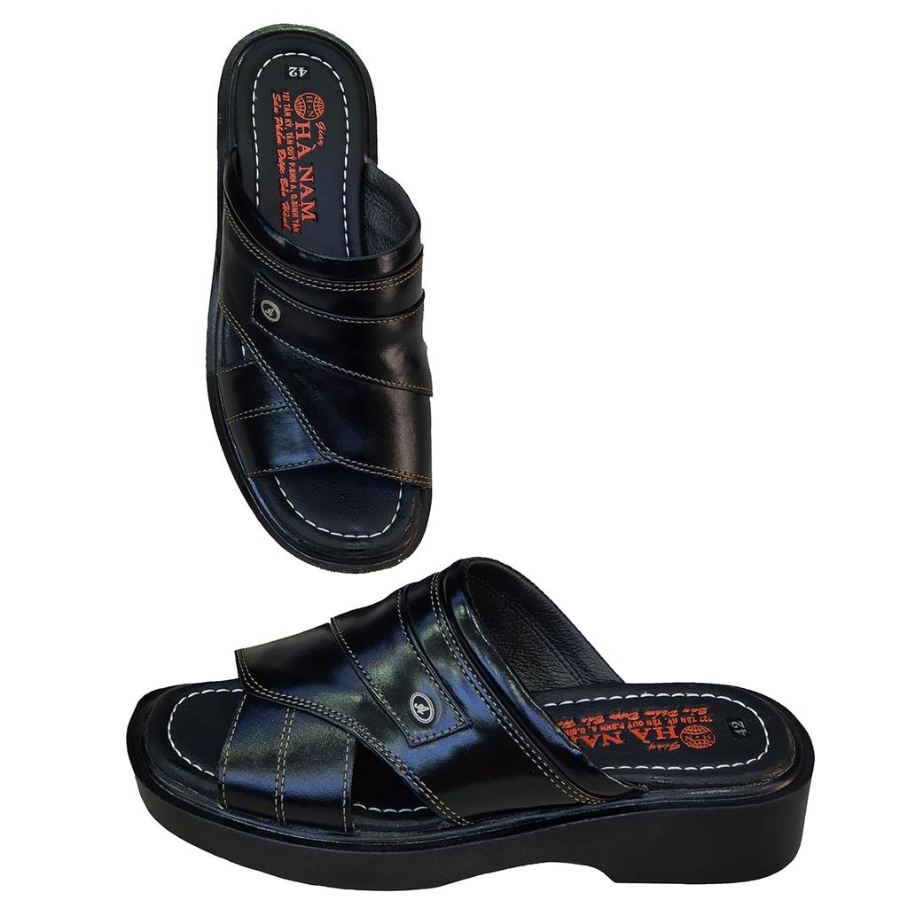 Dép Nam Quai Ngang HÀ NAM Da Bò Thật Cao Cấp DNA2126c