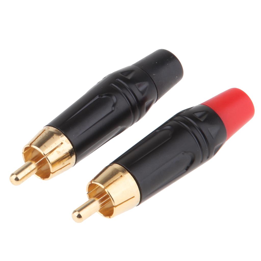 Gold Plated RCA Male+Female Plug Adapter Audio Cable Connector Speaker Plug