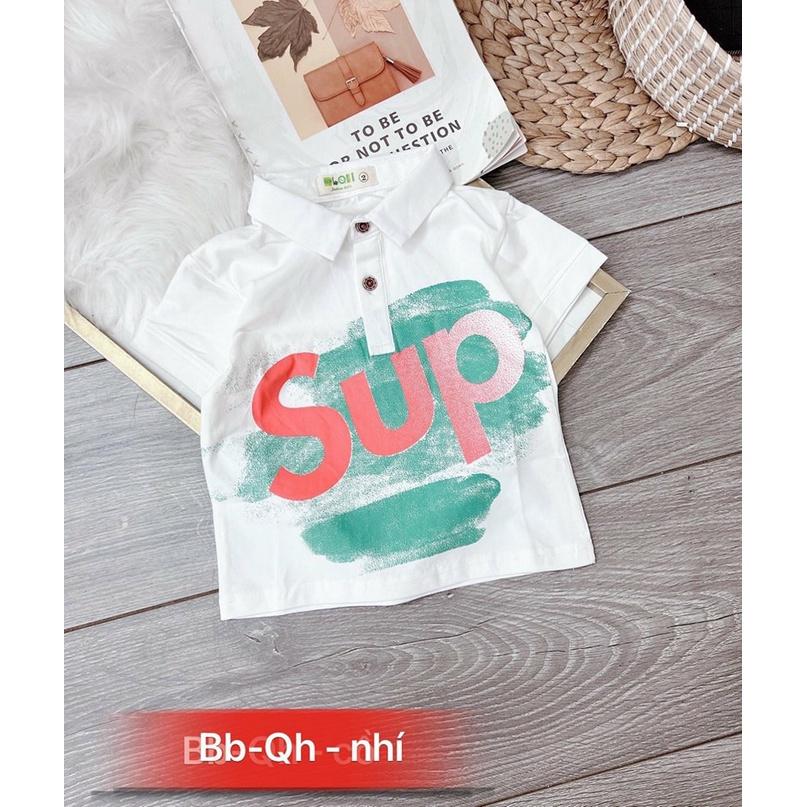Áo thun cổ trụ cho bé trai size 5-30kg chất cotton 4 chiều mịn mát
