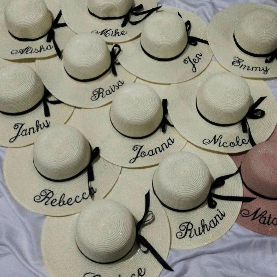 Cá Tính Tùy Chỉnh Đi Biển Mùa Hè Nón Thêu Tên Mũ Lưỡi Trai Nữ Miếng Vải Cô Dâu Phù Dâu Nữ Tấm Che Nắng Nắp