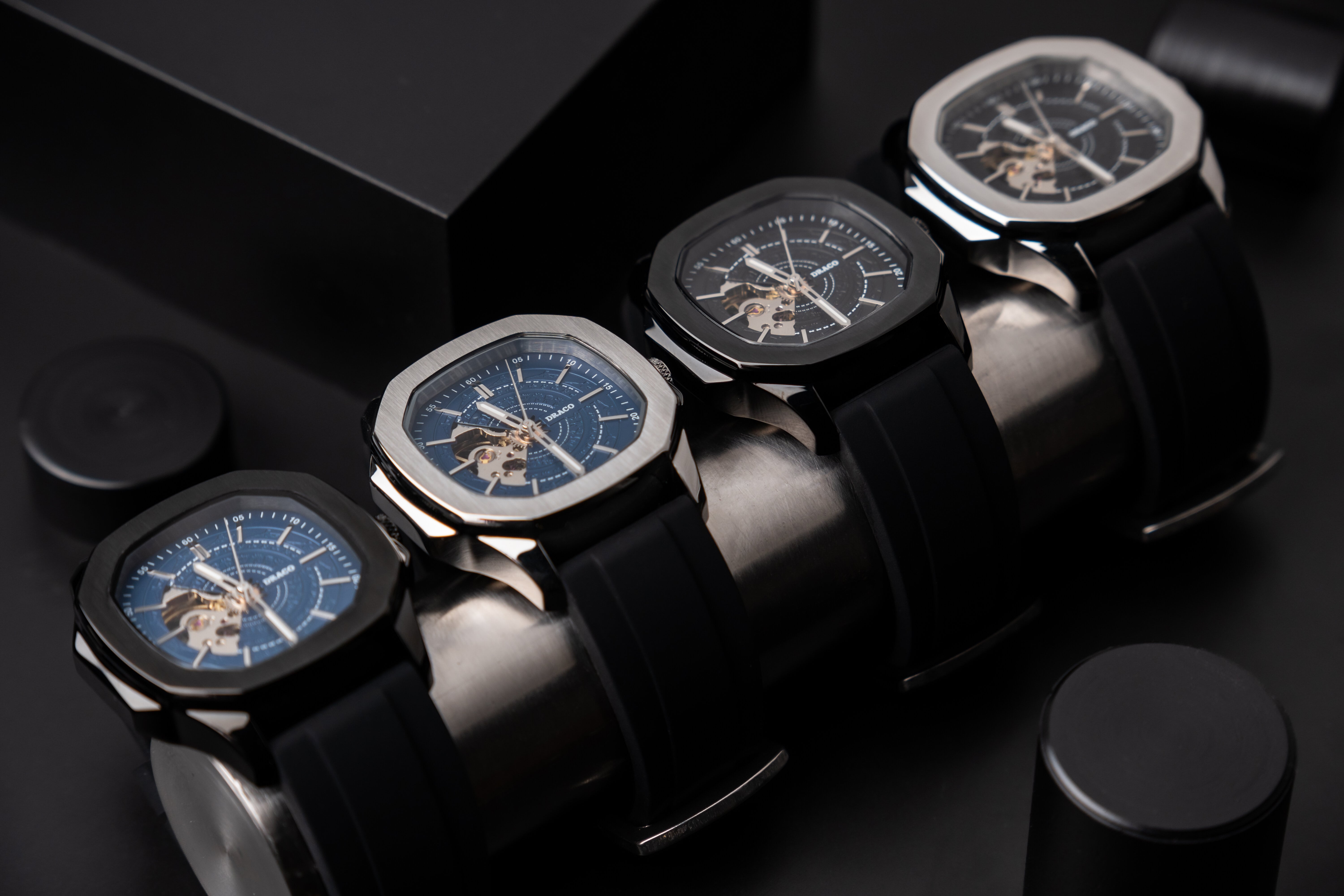Đồng hồ nam Draco D23-DS68 “DongSon” Automatic full đen kết hợp chất liệu dây cao su non cao cấp màu đen-thời trang nam thể thao