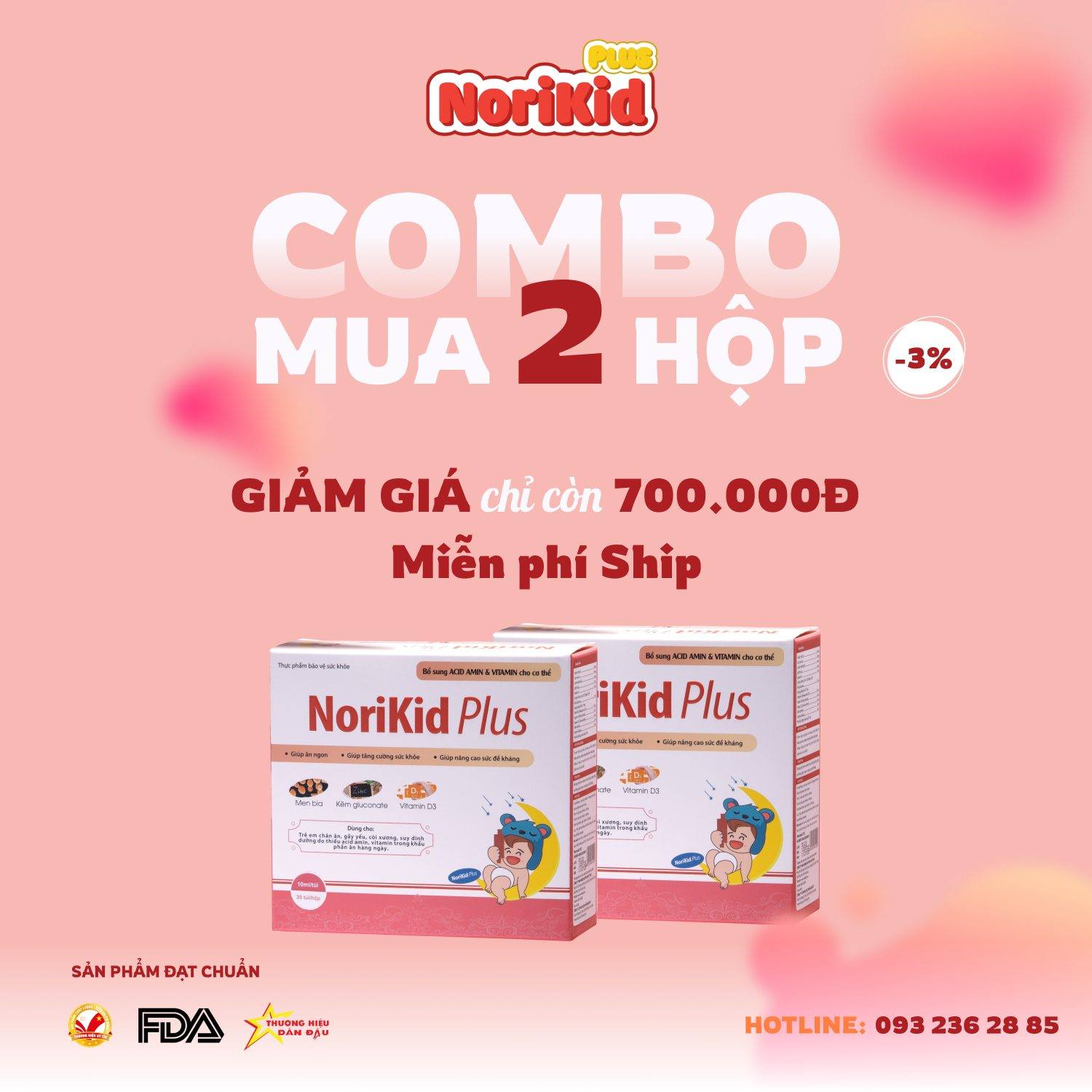 Siro ăn ngon NoriKid Plus - Hỗ Trợ Cải Thiện Biếng Ăn Táo Bón Tăng Sức Đề Kháng Cho Trẻ Hộp 20 Gói